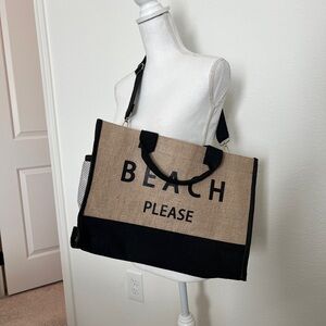 Beige and Black Beach Tote